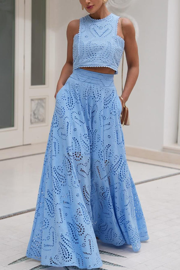 Milly™ Embroidered Top & High-Waist Maxi Skirt Set