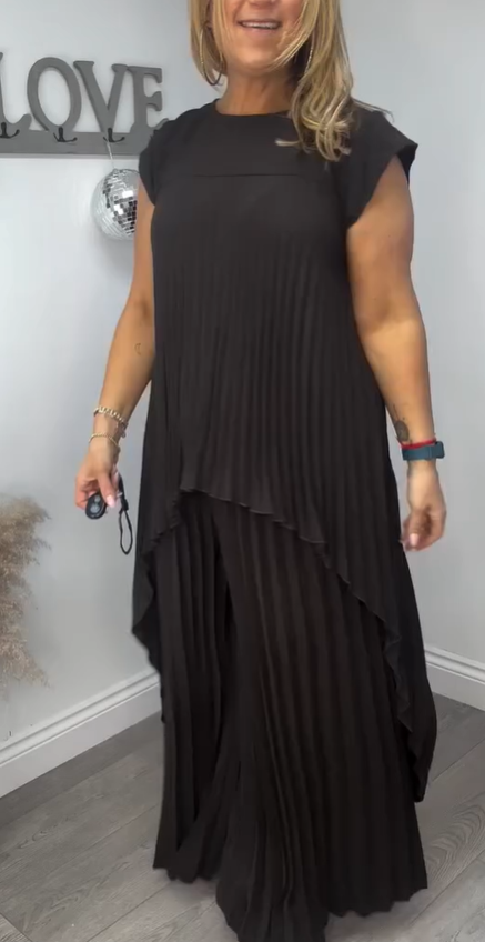 Lili™ Pleated Midi Top & Wide-Leg Pants Set