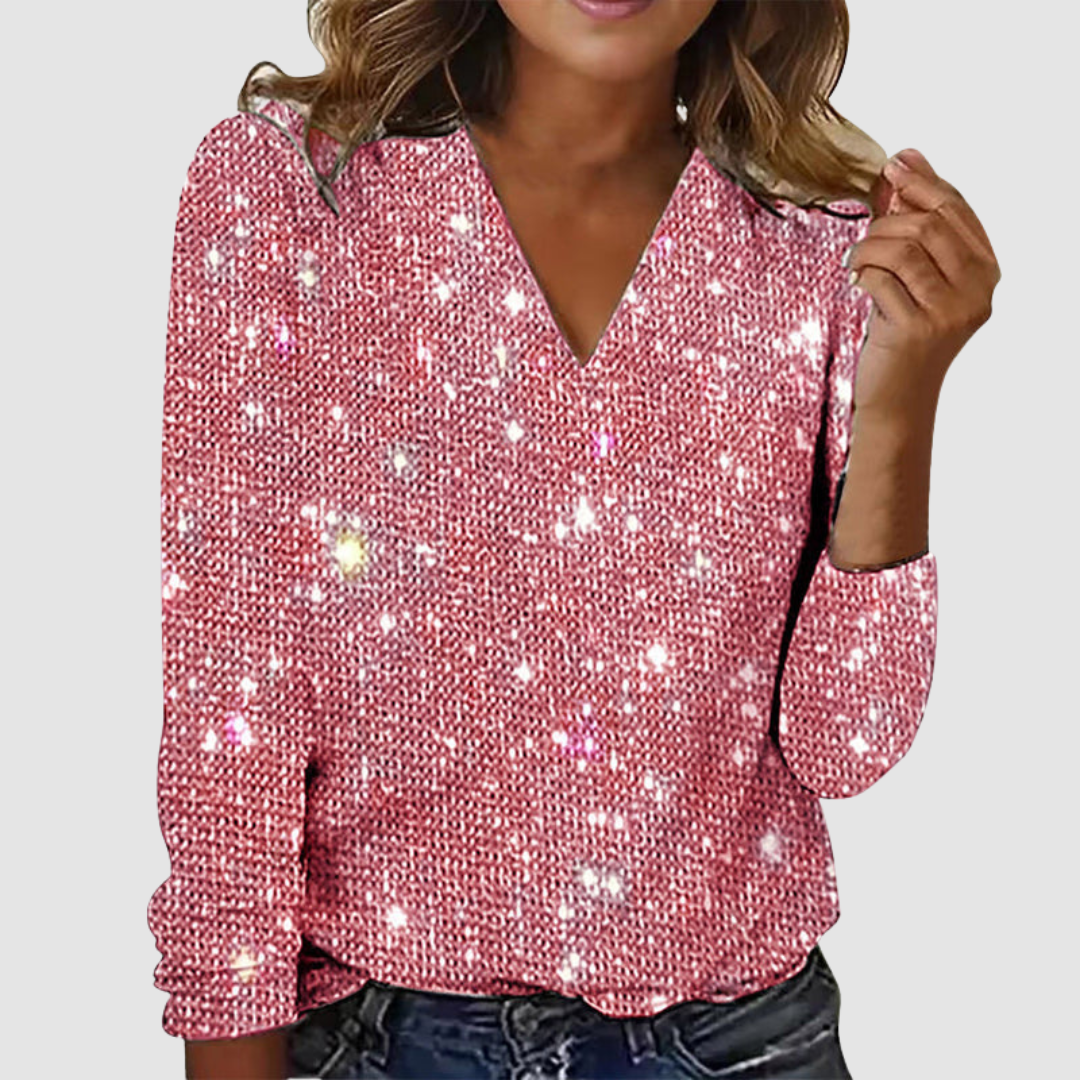 Isobel™ Shiny V-Neck Shirt
