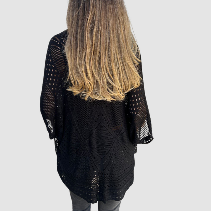 Jane™ Elegant Coat with Cut‑Out Knit Design