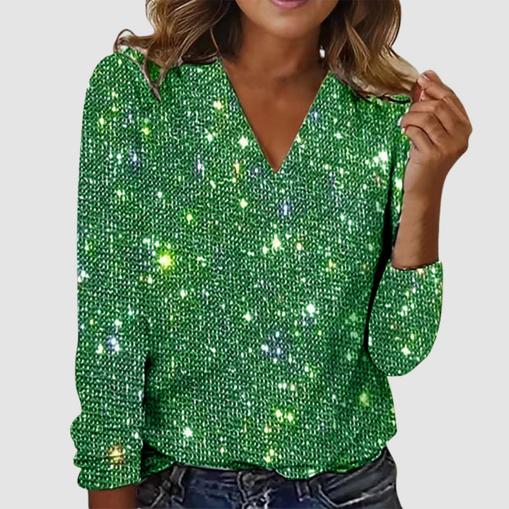 Isobel™ Shiny V-Neck Shirt