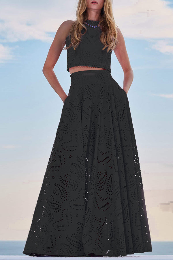 Milly™ Embroidered Top & High-Waist Maxi Skirt Set