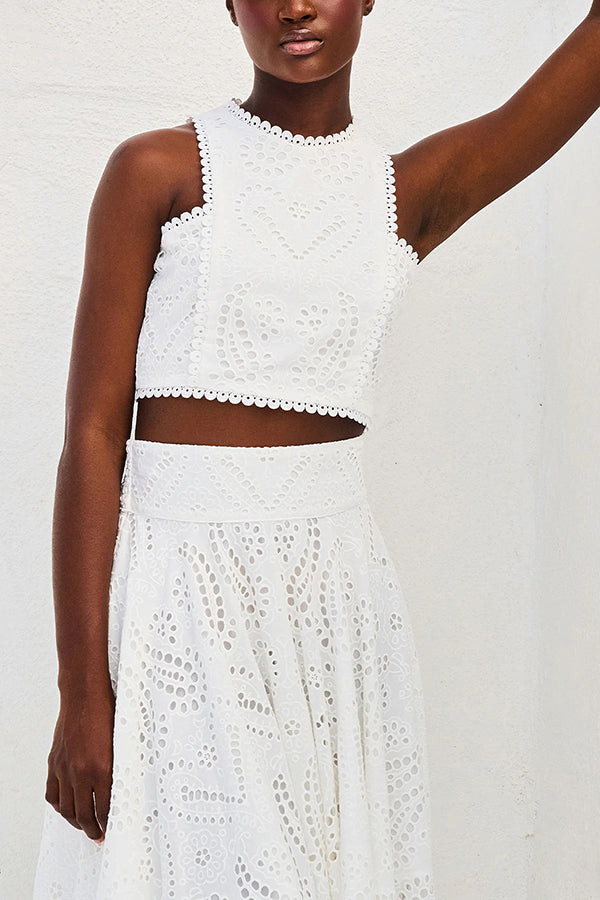 Milly™ Embroidered Top & High-Waist Maxi Skirt Set
