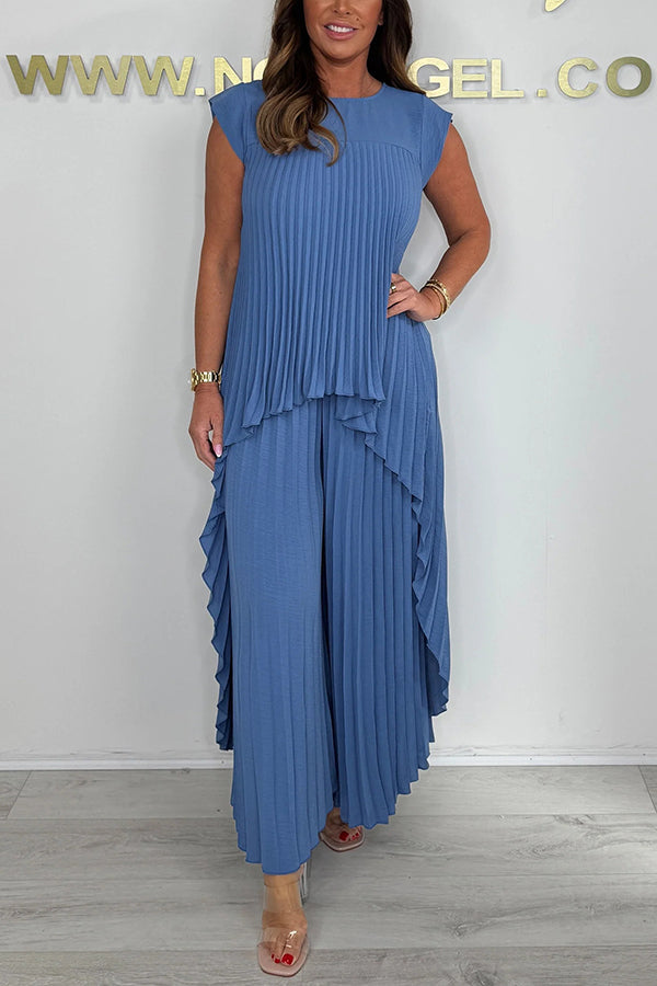 Lili™ Pleated Midi Top & Wide-Leg Pants Set