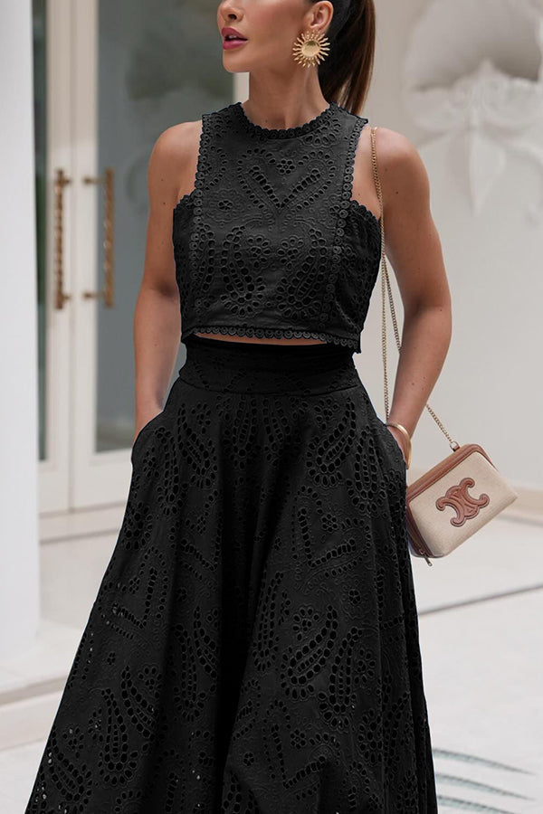 Milly™ Embroidered Top & High-Waist Maxi Skirt Set