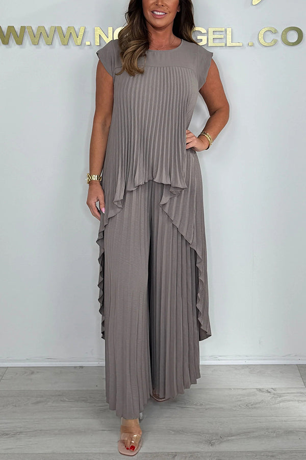 Lili™ Pleated Midi Top & Wide-Leg Pants Set