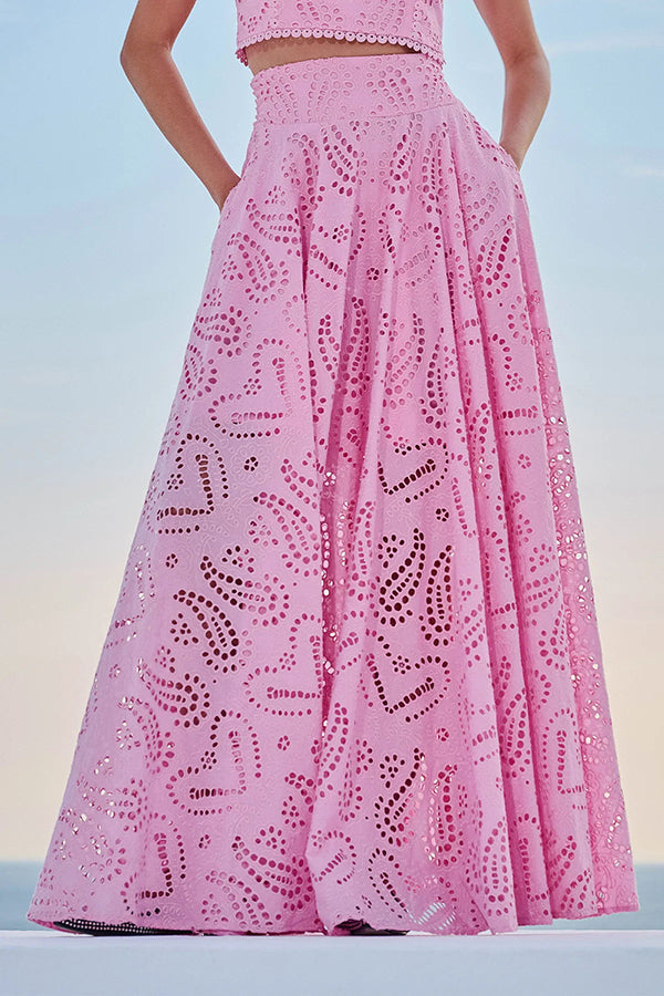 Milly™ Embroidered Top & High-Waist Maxi Skirt Set