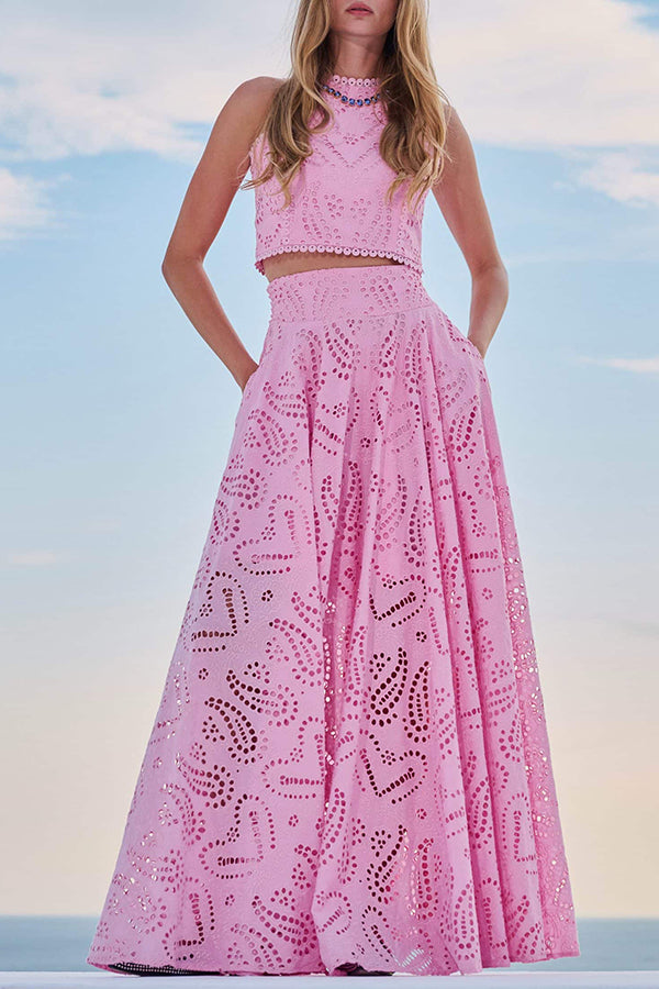 Milly™ Embroidered Top & High-Waist Maxi Skirt Set