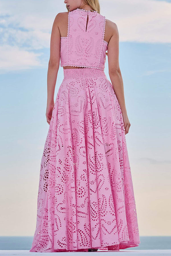 Milly™ Embroidered Top & High-Waist Maxi Skirt Set