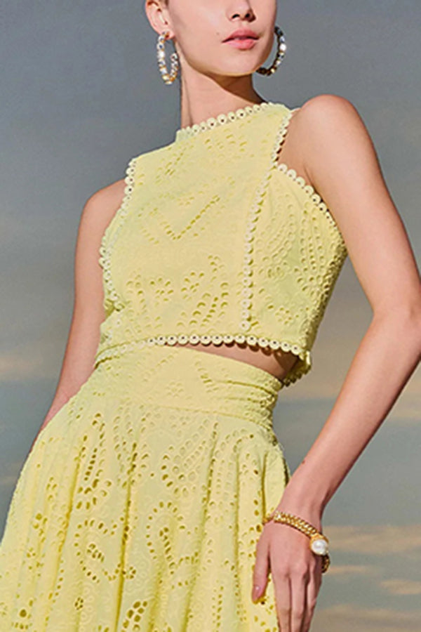 Milly™ Embroidered Top & High-Waist Maxi Skirt Set