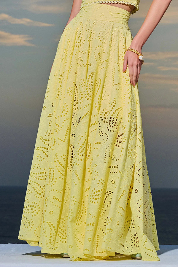 Milly™ Embroidered Top & High-Waist Maxi Skirt Set