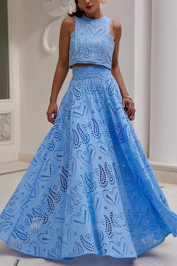 Milly™ Embroidered Top & High-Waist Maxi Skirt Set