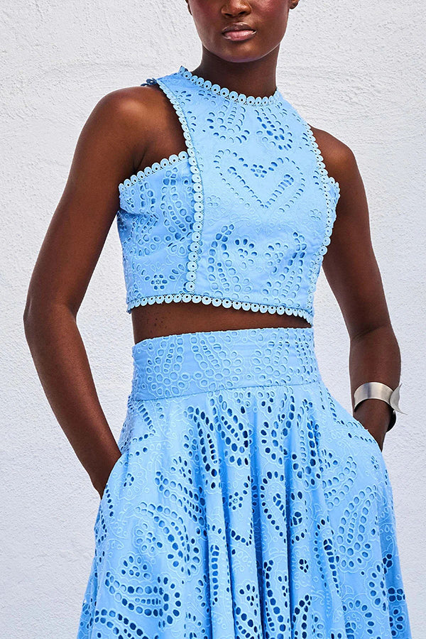 Milly™ Embroidered Top & High-Waist Maxi Skirt Set