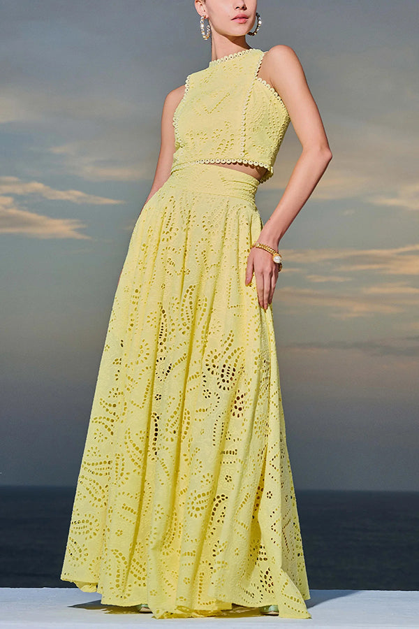 Milly™ Embroidered Top & High-Waist Maxi Skirt Set
