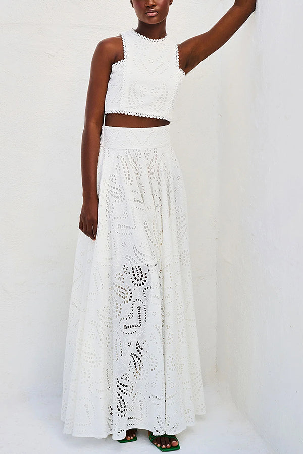 Milly™ Embroidered Top & High-Waist Maxi Skirt Set