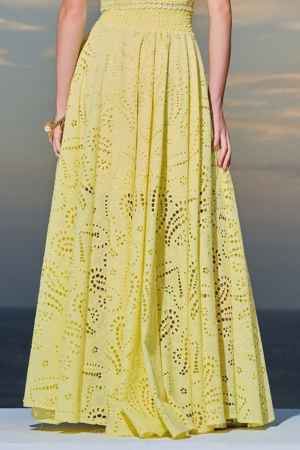 Milly™ Embroidered Top & High-Waist Maxi Skirt Set