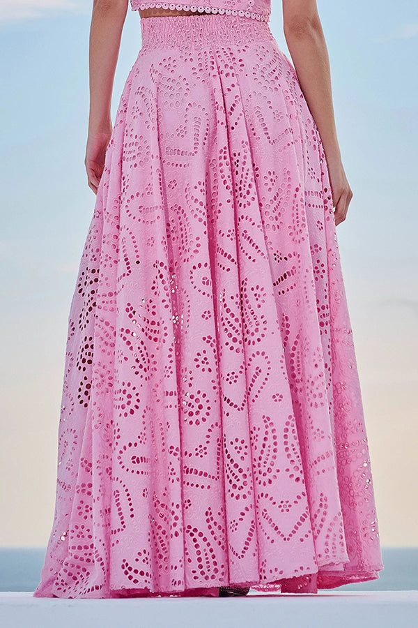 Milly™ Embroidered Top & High-Waist Maxi Skirt Set