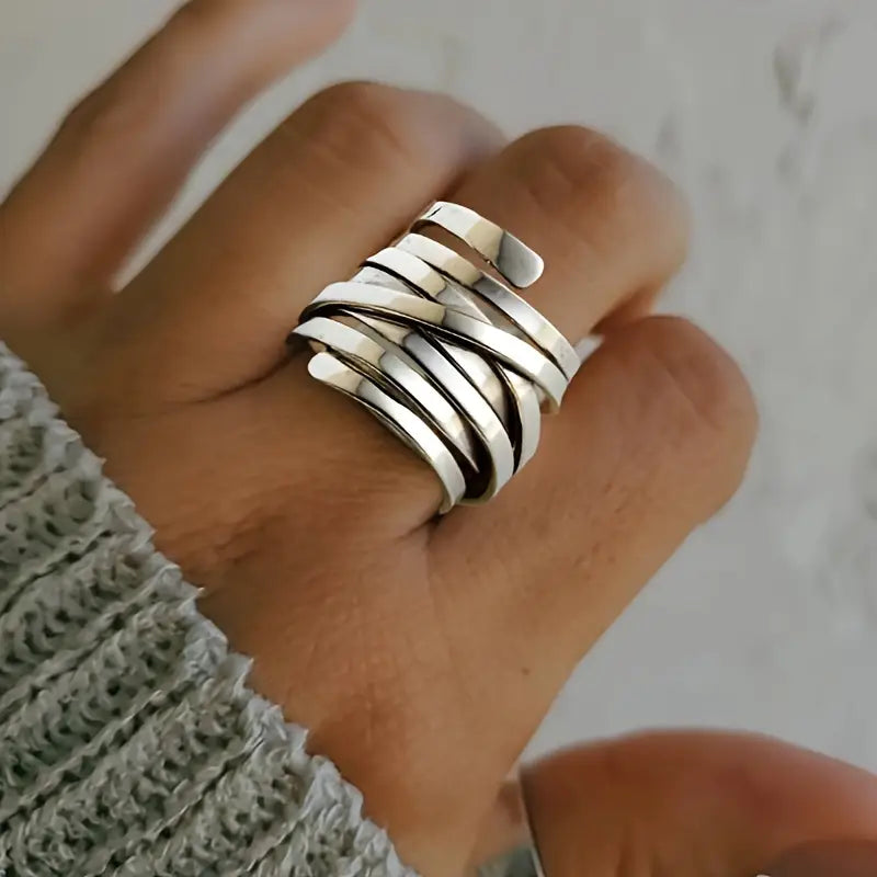 Branda™ Vintage Thick Layer Silver Ring
