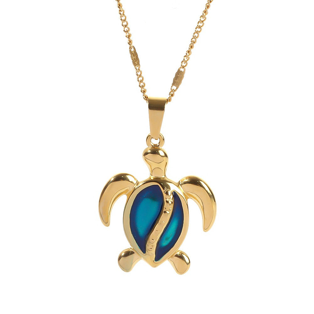 Brina™ Blue Opal Gold Turtle Necklace